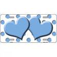 Light Blue White Polka Dot Light Blue Centered Hearts Novelty License Plate 12" x 6" (LP)