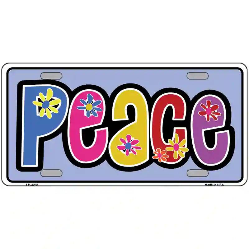 Peace And Flowers Metal Novelty License Plate 12" x 6" (LP)
