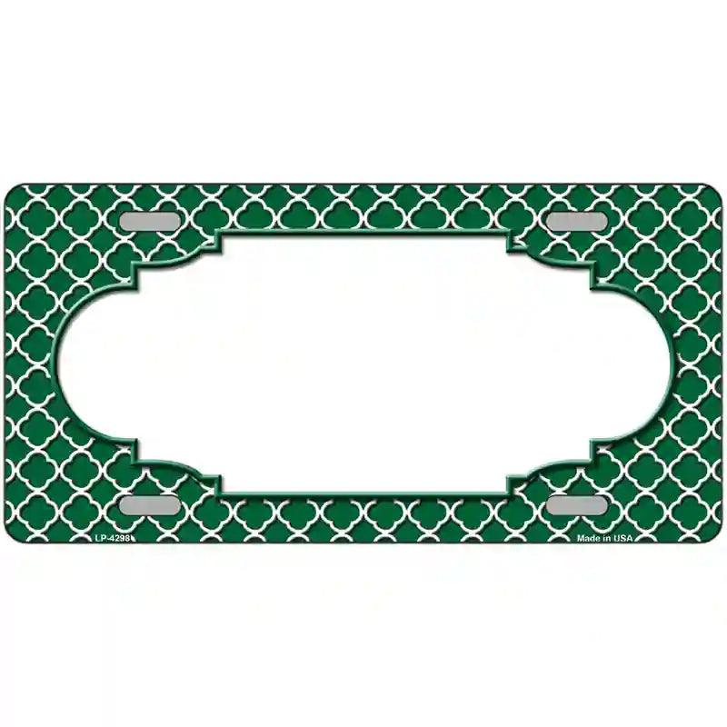 Green White Quatrefoil Center Scallop Metal Novelty License Plate 12" x 6" (LP)