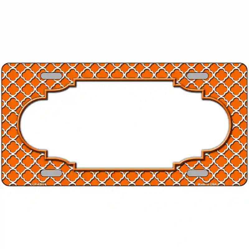 Orange White Quatrefoil Center Scallop Metal Novelty License Plate 12" x 6" (LP)