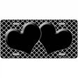 Black White Quatrefoil Black Center Hearts Metal Novelty License Plate 12" x 6" (LP)