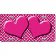 Pink White Quatrefoil Hot Pink Center Hearts Metal Novelty License Plate 12" x 6" (LP)