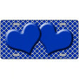 Blue White Quatrefoil Blue Center Hearts Metal Novelty License Plate 12" x 6" (LP)