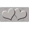 Grey White Quatrefoil Grey Center Hearts Metal Novelty License Plate 12" x 6" (LP)