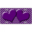 Purple White Quatrefoil Purple Center Hearts Metal Novelty License Plate 12" x 6" (LP)