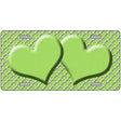 Lime Green White Quatrefoil Lime Green Center Hearts Metal Novelty License Plate 12" x 6" (LP)