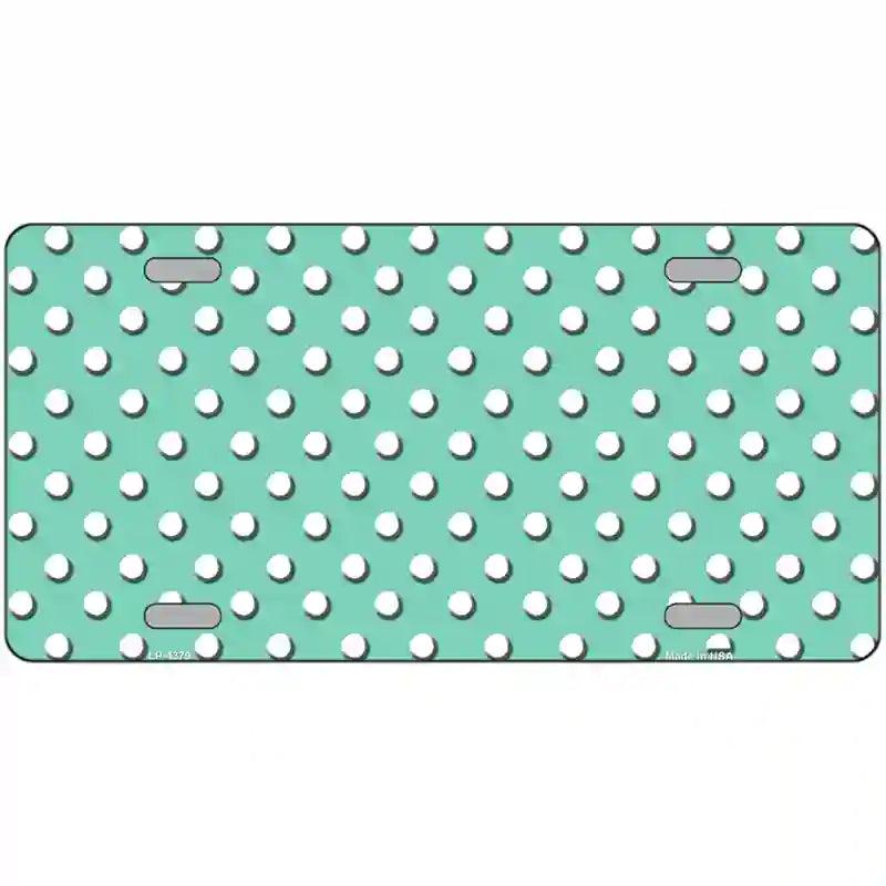 Mint White Polka Dot Metal Novelty License Plate LP-4379 12" x 6" (LP)