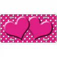 Pink White Polka Dot Center Hearts Metal Novelty License Plate 12" x 6" (LP)