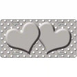 Grey White Polka Dot Center Hearts Metal Novelty License Plate 12" x 6" (LP)