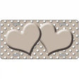 Tan White Polka Dot Center Hearts Metal Novelty License Plate 12" x 6" (LP)