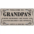 Welcome To Grandpas Metal Novelty License Plate 12" x 6" (LP)