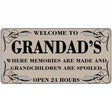 Welcome To Grandads Metal Novelty License Plate 12" x 6" (LP)