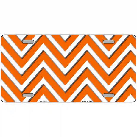 Orange White Chevron Metal Novelty License Plate LP-4472 12" x 6" (LP)