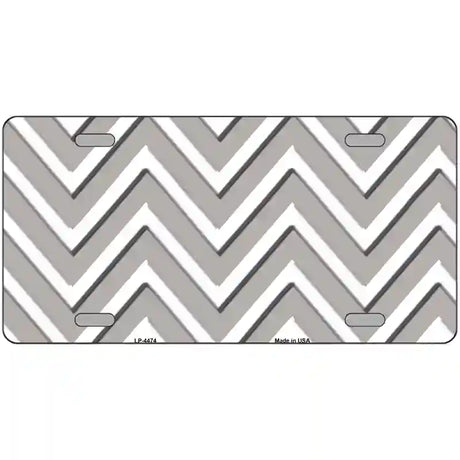 Grey White Chevron Metal Novelty License Plate LP-4474 12" x 6" (LP)