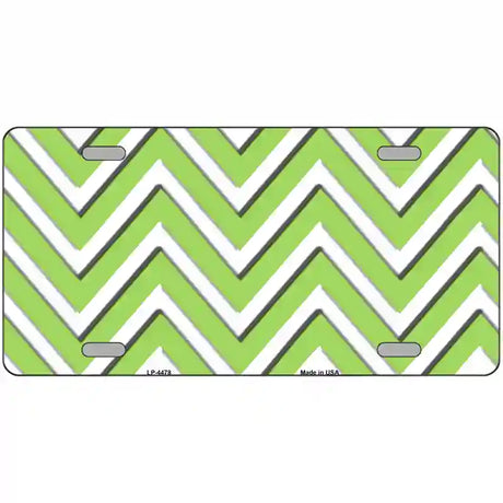 Lime Green White Chevron Metal Novelty License Plate LP-4478 12" x 6" (LP)