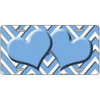 Light Blue White Chevron Light Blue Center Hearts Metal Novelty License Plate LP-4492 12" x 6" (LP)