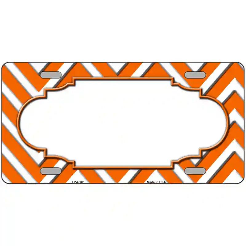 Orange White Chevron Center Scallop Metal Novelty License Plate 12" x 6" (LP)