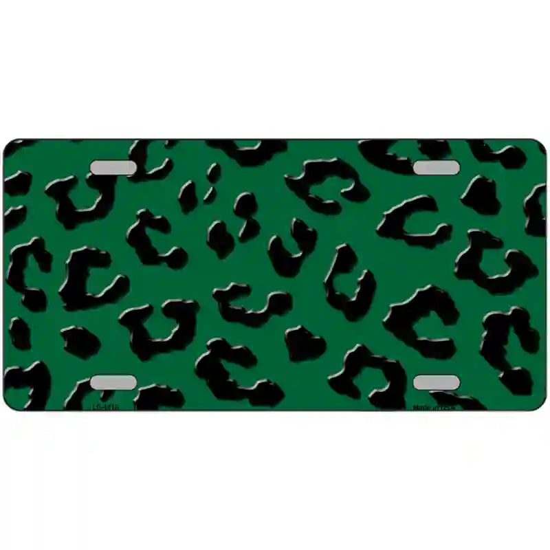 Green Black Cheetah Metal Novelty License Plate 12" x 6" (LP)