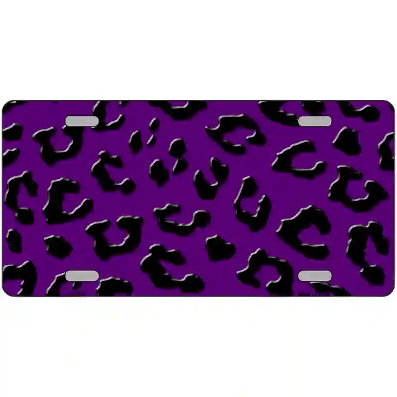 Purple Black Cheetah Metal Novelty License Plate 12" x 6" (LP)