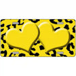 Yellow Black Cheetah Yellow Center Hearts Metal Novelty License Plate 12" x 6" (LP)