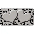 Grey Black Cheetah Gray Center Hearts Metal Novelty License Plate 12" x 6" (LP)