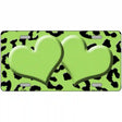 Lime Green Black Cheetah Lime Green Center Hearts Metal Novelty License Plate 12" x 6" (LP)