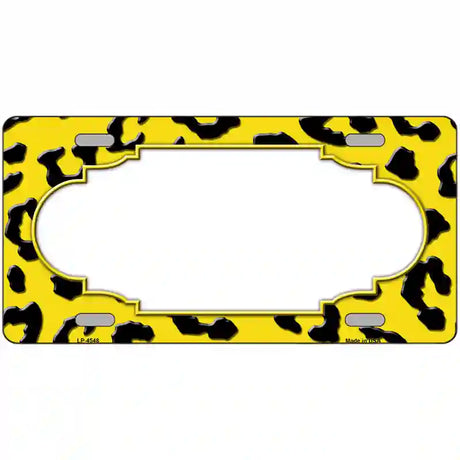 Yellow Black Cheetah Scallop Metal Novelty License Plate 12" x 6" (LP)