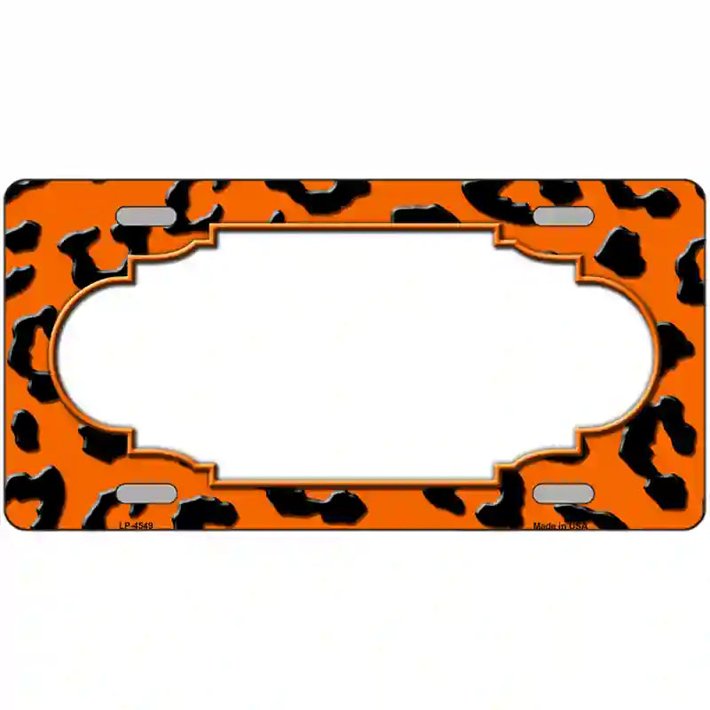 Orange Black Cheetah Scallop Metal Novelty License Plate 12" x 6" (LP)