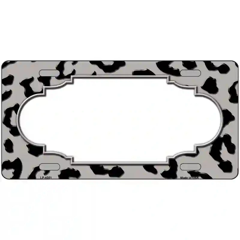 Grey Black Cheetah Scallop Metal Novelty License Plate 12" x 6" (LP)