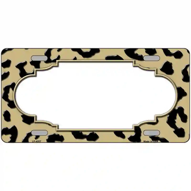 Gold Black Cheetah Scallop Metal Novelty License Plate 12" x 6" (LP)