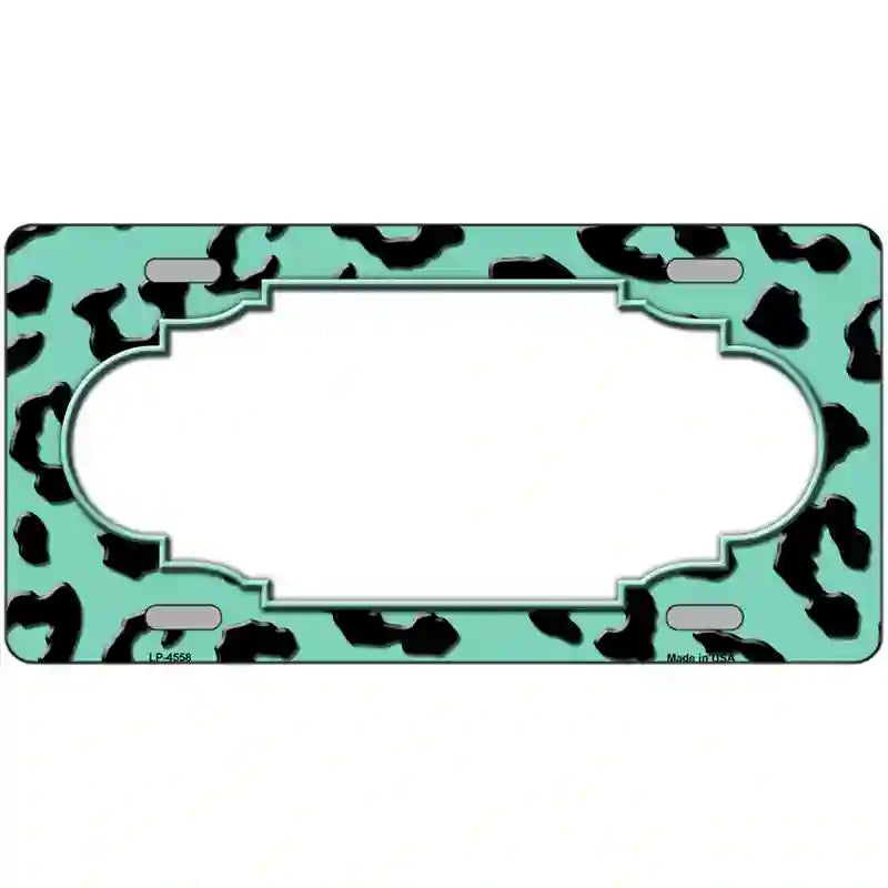 Mint Black Cheetah Scallop Metal Novelty License Plate 12" x 6" (LP)