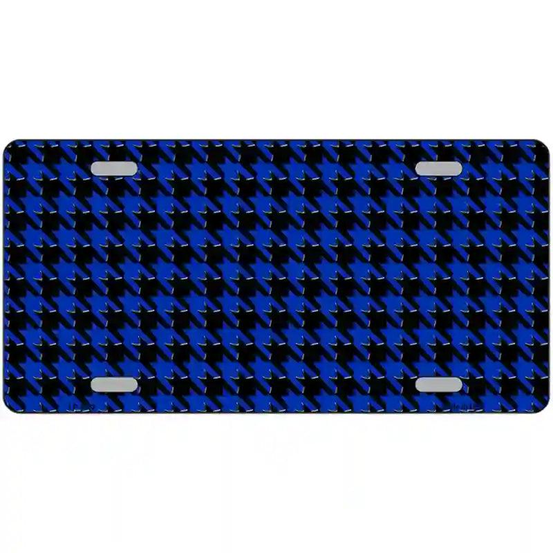Blue Black Houndstooth Metal Novelty License Plate 12" x 6" (LP)