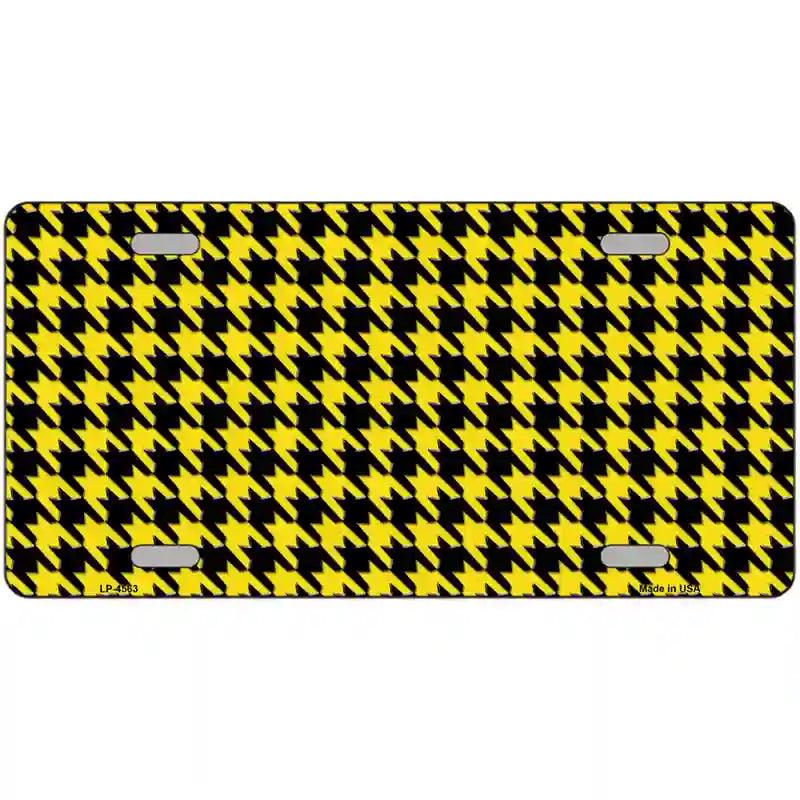 Yellow Black Houndstooth Metal Novelty License Plate 12" x 6" (LP)