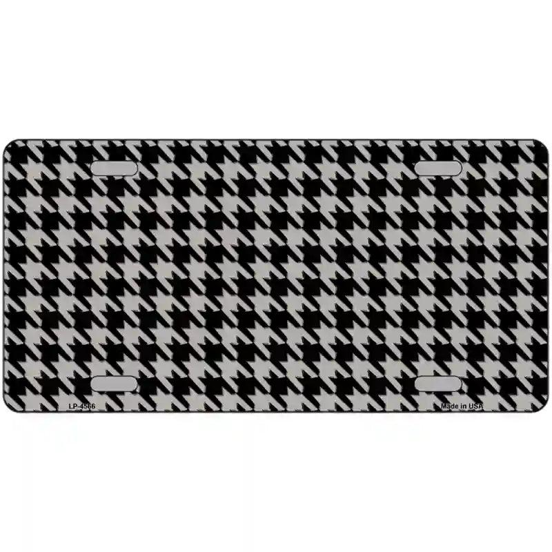 Grey Black Houndstooth Metal Novelty License Plate 12" x 6" (LP)