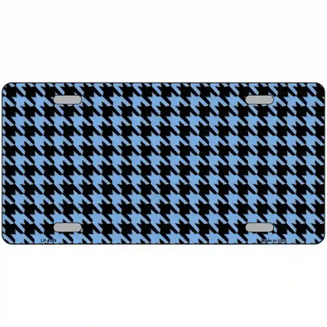 Light Blue Black Houndstooth Metal Novelty License Plate 12" x 6" (LP)