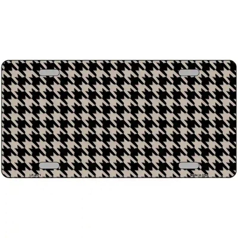 Tan Black Houndstooth Metal Novelty License Plate 12" x 6" (LP)