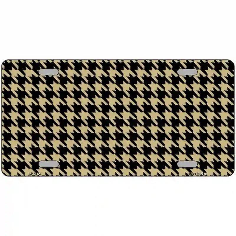 Gold Black Houndstooth Metal Novelty License Plate 12" x 6" (LP)