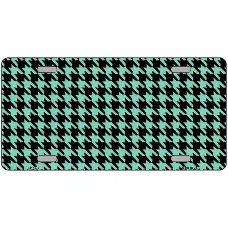Mint Black Houndstooth Metal Novelty License Plate 12" x 6" (LP)