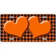 Orange Black Houndstooth Orange Center Hearts Metal Novelty License Plate 12" x 6" (LP)