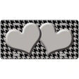 Grey Black Houndstooth Grey Center Hearts Metal Novelty License Plate 12" x 6" (LP)