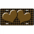 Brown Black Houndstooth Brown Center Hearts Metal Novelty License Plate 12" x 6" (LP)