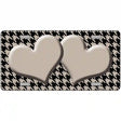 Tan Black Houndstooth Tan Center Hearts Metal Novelty License Plate 12" x 6" (LP)