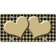 Gold Black Houndstooth Gold Center Hearts Metal Novelty License Plate 12" x 6" (LP)