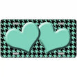 Mint Black Houndstooth Mint Center Hearts Metal Novelty License Plate 12" x 6" (LP)