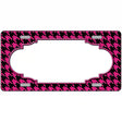 Pink Black Houndstooth Scallop Center Metal Novelty License Plate 12" x 6" (LP)