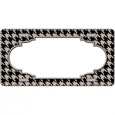 Tan Black Houndstooth Scallop Center Metal Novelty License Plate 12" x 6" (LP)