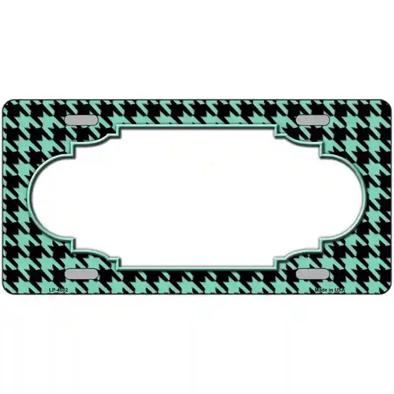 Mint Black Houndstooth Scallop Center Metal Novelty License Plate 12" x 6" (LP)