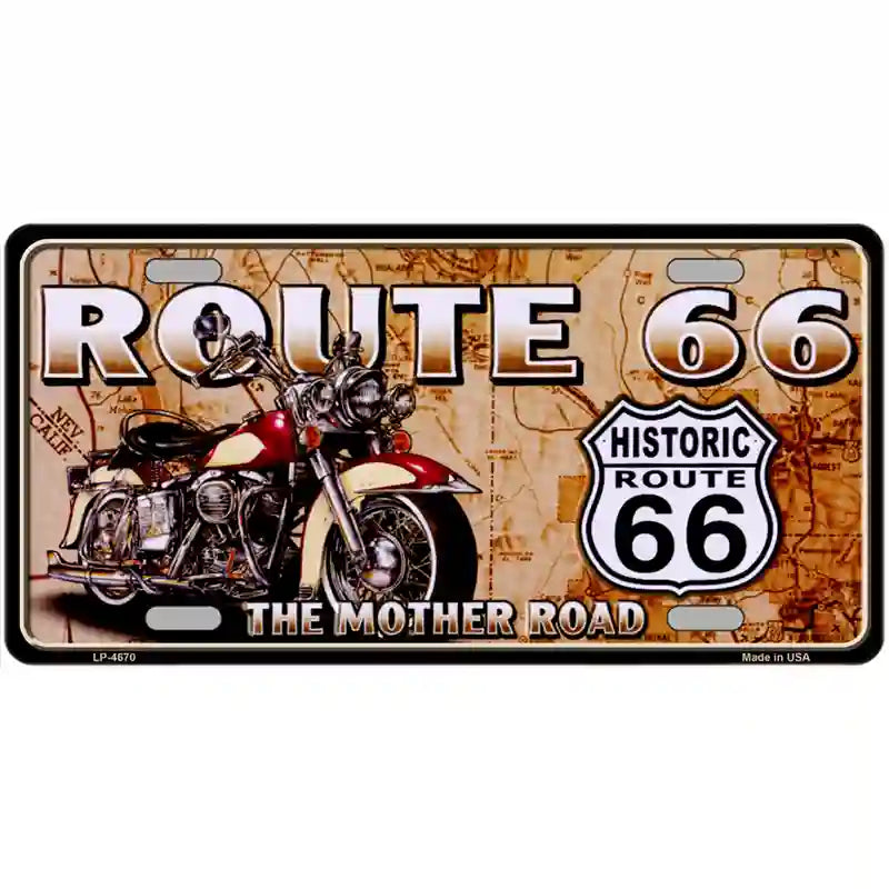 Route 66 Mother Road Metal Novelty License Plate 12" x 6" (LP)