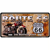 Route 66 Mother Road Metal Novelty License Plate 12" x 6" (LP)