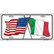 United States Italy Crossed Flags Metal Novelty License Plate 12" x 6" (LP)